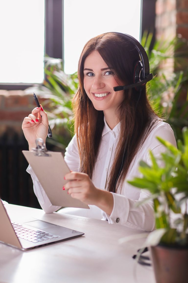 portrait woman customer service worker