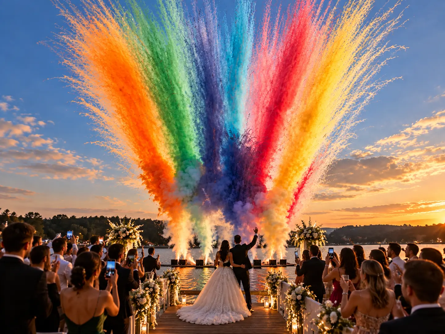 Artificii colorate de zi pentru nunta sau gender reveale